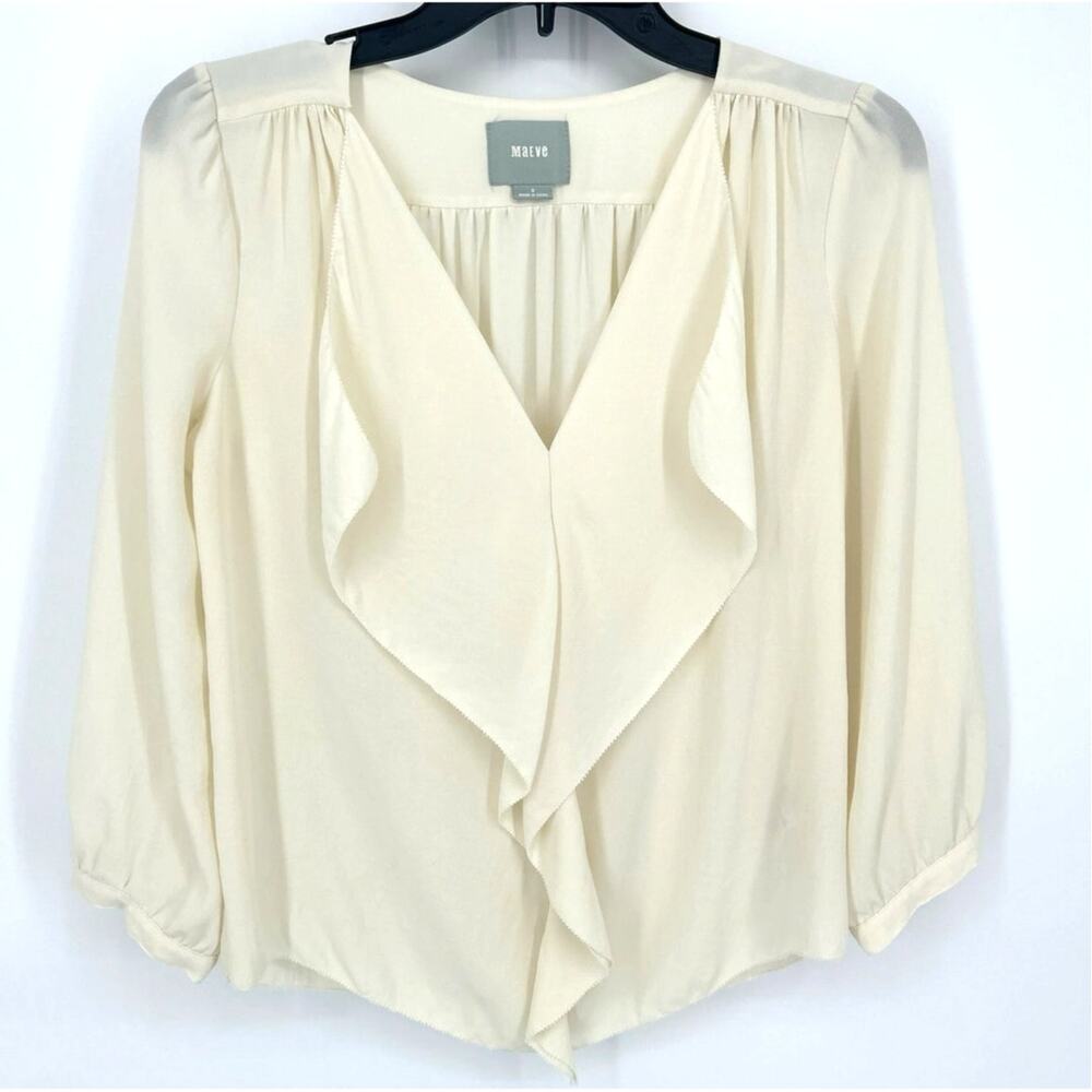 Maeve Long Sleeve Blouse, Ivory/Cream, Size 0